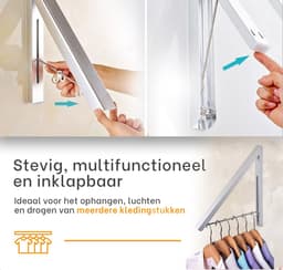 Milano Luxurious inklapbaar droogrek – Wasrek hangend – wasrek inklapbaar – wandmontage kledingrek – stevige kledinghaak inklapbaar – lichtgewicht en ruimtebesparend wasrek – zilver - 40.5x33x31 cm — thumbnail 4