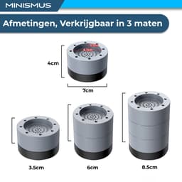 Minismus Wasmachine Verhoger Set van 4 stuks - Zwarte demper Pads - Antislipmatjes - 6 CM -Antislip Wasmachine Voeten - Trillingsdempers Wasmachine - Geluidsdemper Wasmachine - Anti Vibratie Wasmachine - Anti Vibratie Pads - Wasdroger Verhoger — thumbnail 4