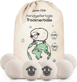 Droogballen voor wasdroger; de natuurlijke wasverzachter van 100% schapenwol, 6 x XXL drogerballen voor donsjassen, wasballen van wol als wasverzachter dons, XXL vilten ballen — thumbnail 3