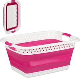 opvouwbare wasmand - plastic - kunststof - mand voor wasgoed - inklapbaar - 37 L — thumbnail 1