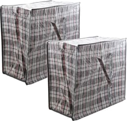 Mega/jumbo/XXL waszak/wasgoedtas grijs geruit 55 x 30 cm van kunststof - Wasgoed tassen/zakken — thumbnail 1