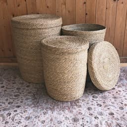 Lavandoux - Wasmand met Deksel - Zeegras - Naturel - M: Ø35 x H45 cm — thumbnail 2