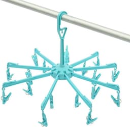 Droogcarrousel/droogmolen blauw met 18 knijpers 48 cm - 3x - Droogrek/Droogmolen/Wasrekje — thumbnail 4
