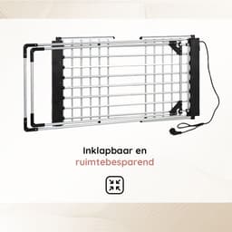 Eleganca Elektrisch Droogrek XL – 170 x 61 x 105 cm – Verwarmd Wasrek voor Kleding en Handdoeken – Extra groot - Timer met Touchscreen – 310W - IPX1 - Zilver — thumbnail 3