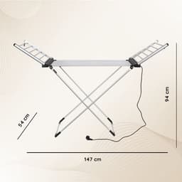 Eleganca Elektrisch Droogrek - 147 x 54 x 94 cm – Verwarmd Wasrek – Snel drogen van Kleding en Handdoeken - 230W - IPX1 - Zilver — thumbnail 3