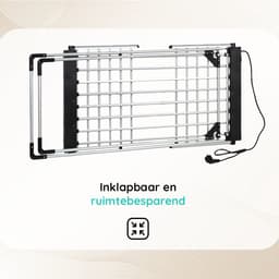 Eleganca Elektrisch Droogrek - 147 x 54 x 94 cm – Verwarmd Wasrek – Snel drogen van Kleding en Handdoeken - 230W - IPX1 - Zilver — thumbnail 2