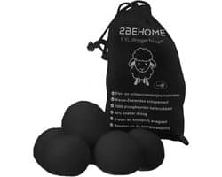 2BEHOME XL Drogerballen Voor Wasdrogers - 6 Stuks - Gemaakt van 100% Nieuw-Zeelandse Schapen Wol - Wasdrogerballen - Droogballen - Droger Ballen - Dryer Balls - Zwart