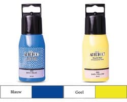 Artdeco 3D Dimensionale Verf Set – 2x50 ml – Geel & Blauw – Geschikt voor Stof, Glas, Keramiek, Karton, Metaal, Papier & Steen – 3D Liner Textuur- en Reliëfschilderen Dimensional Paint