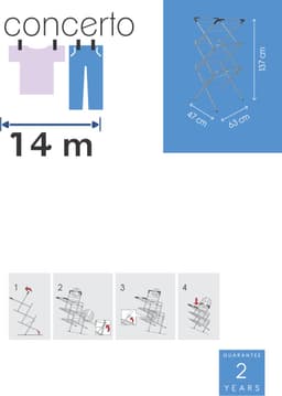 Tomado - Droogrek Concerto - 14 meter drooglengte - Zwart - Met haakjes voor kledinghangers — thumbnail 3