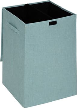 5Five Eureka sorteer wasmand - 74 liter - lichtblauw - 37 x 37 x 60 cm - MDF/Polyester stof - met afsluitklep — thumbnail 2