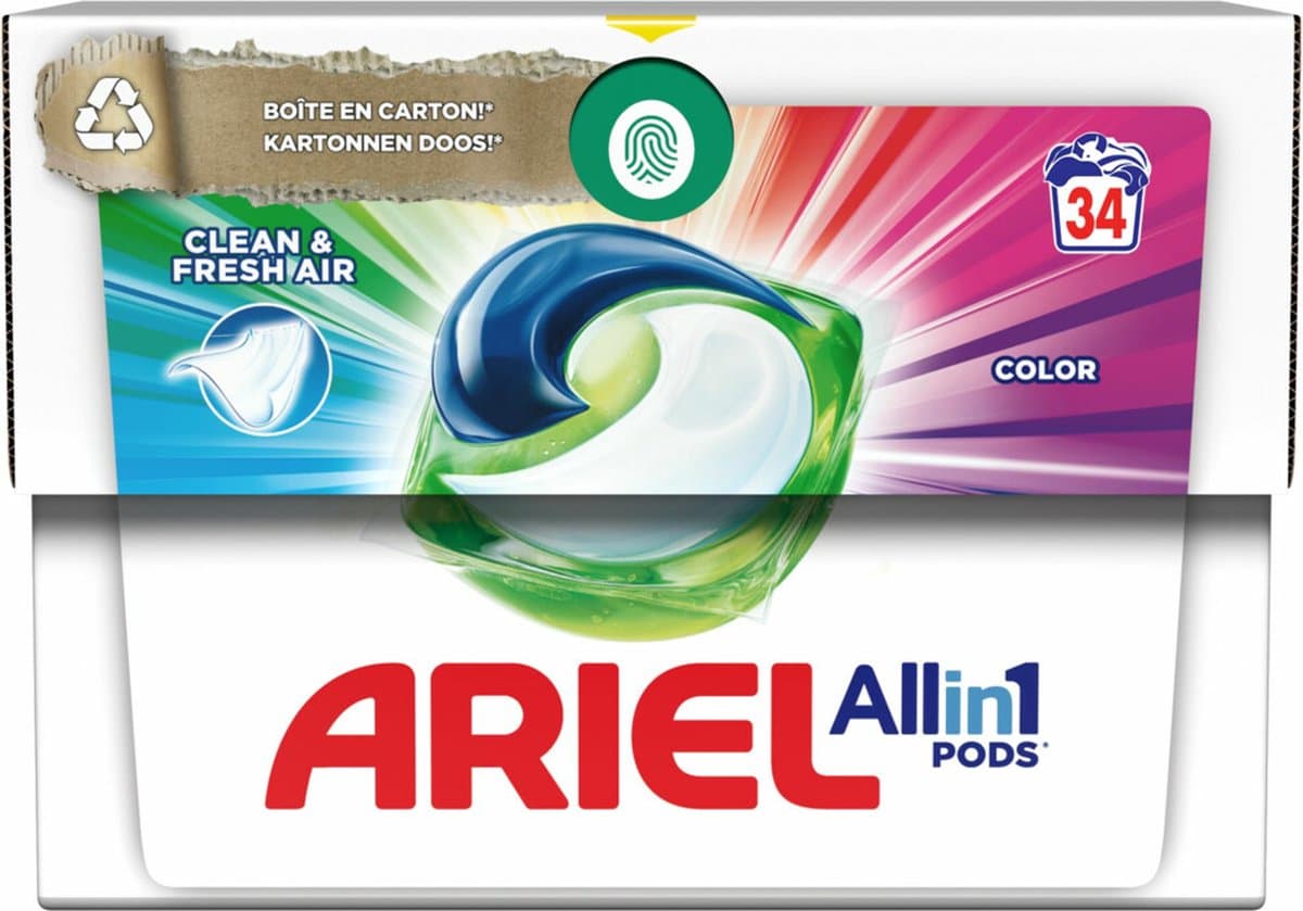 Ariel All-in-1 Pods Wasmiddelcapsules Color Clean & Fresh Air 34 stuks — afbeelding 1