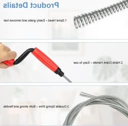 Flexibele Ontstoppingsdraad voor Afvoer, 3m Snoer voor Haarverwijdering en Verstopte Pijpen, Ideaal voor Keuken en Badkamer Accessoires — thumbnail 2