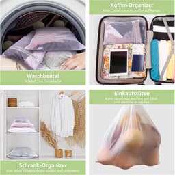 Set van 3 waszakken van mesh - Waszak met ritssluiting - Tas voor bh's, reiskleding, schoenen, koffer, sokken, ondergoed, babykleding — thumbnail 4