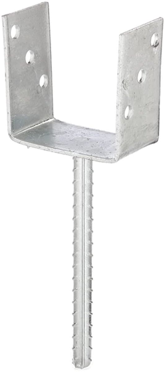 U-vormig paalanker met betonanker, geribbeld staal, 101 mm breed, CE-gecertificeerd, thermisch verzinkt staal voor inbedding in beton, U-profielstaal, grondanker, balkschoen, U-hoekbeugel, U-staal — afbeelding 1