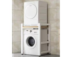 Wasmachine Kast - Opbergunit Plank - Ruimte Besparen - Sterk Draagvermogen - 75 x 65 x 105 cm - Wit