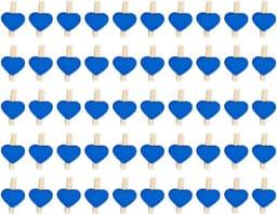 Houten Hart Wasknijpers - Mini Clips Foto Kaart - Decoratie en Knutselen - Hartvormig Uniek Design - 50 stuks - Marineblauw — thumbnail 1