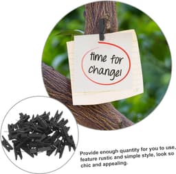 Houten Punaises - Papierklemmen Pinnen - Decoratief Bevestigen - Met Clips - 50 Stuks - Zwart — thumbnail 4