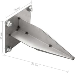 Grondanker voor Waterzuil - 15 x 15 x 25 cm - Grondpin voor Watertappunt - Verzinkt RVS Staal - Inclusief Bouten & Moeren - Zilver — thumbnail 2