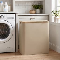 SONGMICS - Wasmand - Wasbox met 3 Vakken - Opvouwbare Wasmand - Met Bamboe Handgrepen en Uitneembare Zak — thumbnail 3