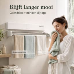 Vellano Wanddroogrek Inklapbaar – Premium Wasrek Muur 100 cm – 5 m Drooglengte – Stevig & Ruimtebesparend – Incl. Boormal & Bevestigingsset – wit — thumbnail 4