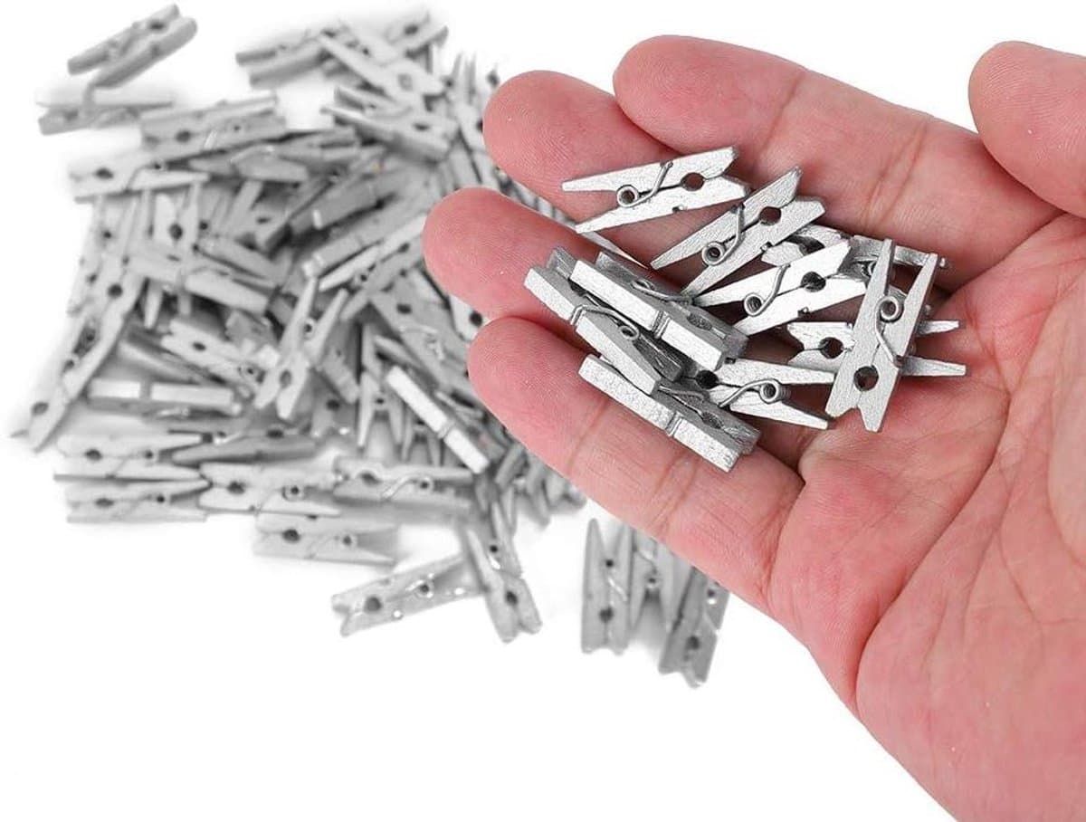 Houten Decoratieclips - Mini Knijpers - Foto's Ophangen - Natuurlijk Materiaal - 300 Stuks - Houtkleur — afbeelding 1