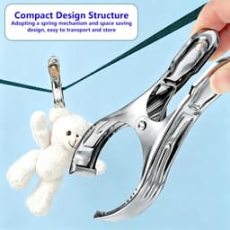 Wasknijpers Roestvrij Staal - Grote Klemmen - Kleding Ophangen - Windbestendig Antislip - 20 Stuks 9 cm - Zilverkleurig — thumbnail 2