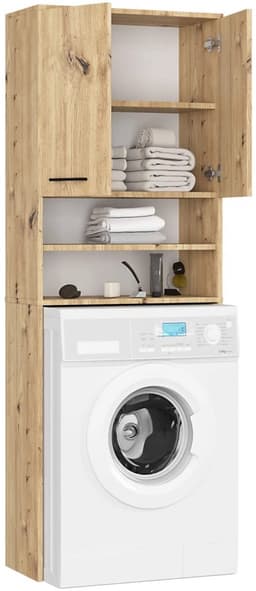 Badkamerkast voor Wasmachine FIN / Hoge Wasmachinekast met 2 Deuren / AKORD Furniture Factory / Artisan Eik / 65 x 180 x 30 cm — thumbnail 2