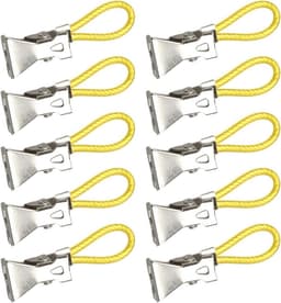 Handdoekclips Metaal - Keukenclips Badkamer - Opruimen Ruimte - Veelzijdig Ophangsysteem - 10 stuks - Geel — thumbnail 1