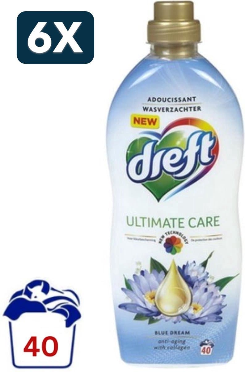 6 x Dreft Wasverzachter Blue Dream - 40 Wasbeurten - 1 Liter — afbeelding 1