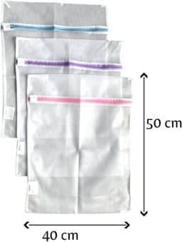 Waszak - Wasnetten voor de wasmachine 3x - microvezeldoek 1x - Wit - Roze - Blauw - Paars - 50 x 40 cm - Incl. verzenden - Ritssluiting - Wasnetjes - Washing Bag - Waszakken - Wasnetje bh lingerie - Transparant - 100% polyester - Wasmachine — thumbnail 3