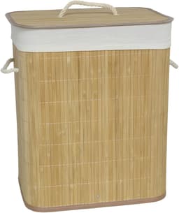 Gerimport Wasmand bamboe - 60 liter - 30 x 40 x 50 cm - met deksel / binnenvoering - opvouwbaar — thumbnail 1