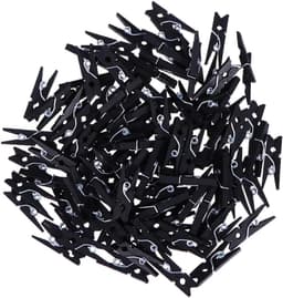 Houten Knijpers - Kleine Clips - Foto's Ophangen - Natuurlijk Hout - 200 Stuks - Zwart — thumbnail 1