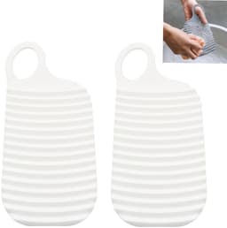 Dailygoods- Mini-assen 2 Stuks - Draagbaar Wasbord - Antislip - Voor Reizen - Slaapzaal - Wit - Duurzaam Materiaal - Wasplank — thumbnail 1