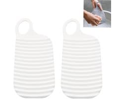 Dailygoods- Mini-assen 2 Stuks - Draagbaar Wasbord - Antislip - Voor Reizen - Slaapzaal - Wit - Duurzaam Materiaal - Wasplank