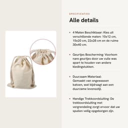 Dailygoods- Waszak Groot - Waszakken voor Wasgoed - Opbergtas - Opbergbak - Opbergzakken Kleding - Milieuvriendelijk Katoen - 30 x 40 cm - Opbergzak — thumbnail 4