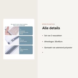 Dailygoods- Waszak 3-delig - Wasnet voor Wasmachine - Waszak met Ritssluiting - Fijnmazig Net - 30x40 cm - Ademend en Scheurvast — thumbnail 4