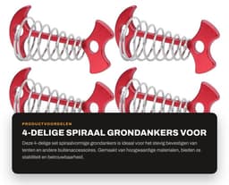 Dailygoods- Grondankers 4-delig - Spiraalvormig - Multifunctionele Tentaccessoires - Geschikt voor Houten Platforms - Aluminiumlegering/Roestvrij Staal - 7.7x3.6cm - Tentpalen — thumbnail 5