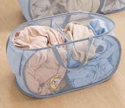 Wasmand - 2 Stuks - Opbergmand - Multifunctionele - Opvouwbare - Met Handvat - Compact En Handig - Reizen En Kleine Ruimtes - Reis Accessoires - Vakantie Benodigdheden - Voor Kinderkamer/Camping, Reizen En Bijkeuken - Grijs - 36 x 36 x 58 cm — thumbnail 5