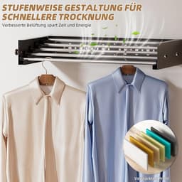 Droogrek Wandmontage - Uittrekbare Waslijn - Kleding Drogen - Ruimtebesparend Ontwerp - 60 cm - Zwart — thumbnail 4