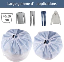 2 Stuks Wasnetten voor Wasmachine, 40 x 50 cm Wasnet met Trekkoord Herbruikbaar Mesh Waszakken Waszak Wasmachine voor Babykleding Beha Ondergoed Sokken Blouse — thumbnail 5