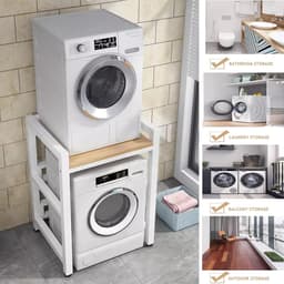 Wasmachine Plank - Droger Rek - Opbergruimte Creëren - In Hoogte Verstelbaar - 75 x 65 x 105 cm - Donkergrijs — thumbnail 4