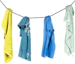 Reiswaslijn - 2 stuks - Met haken en zuignap - Draagbare elastische waslijn - Winddichte hanger voor buiten kamperen - Uitschuifbare waslijn - Waslijn - Voor buiten kamperen, wasdrogen - 3 m - Zwart — thumbnail 3