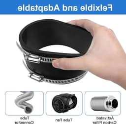 Flexibele rubberen koppeling Ø 150 mm met twee roestvrijstalen klemmen, geluidsdempende cuff voor ventilatoren en afvoerslangen, duurzame en veelzijdige oplossing voor leidingen — thumbnail 2