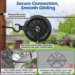 Waslijn Set - Droogkabel Pulley - Buiten Drogen - Met 3 Scheiders - 45 Meter - Zwart — thumbnail 3