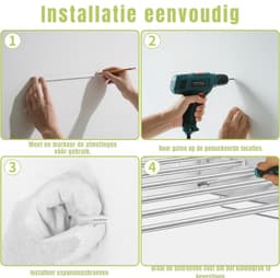 QUOVO® Wanddroogrek - Wasrek - Droogrek- Wit-11cm x 80cm x 41cm — thumbnail 2