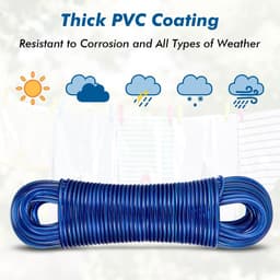 Dailygoody - Waslijn touw - Sterke kledinglijn - 30 meter lange waslijn - Blauw - Roestvrij en waterdicht - Geschikt voor buiten en tuinreizen — thumbnail 3