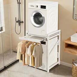 Velmio Wasmachine Stapelset Met Schuifrek - Wasmachine Stapelrek - Universeel Wasmachine en Droger - Anti Vibratie - Robuust - Stevig - Stabiel Verhoger - Wasmachine Ombouw -Met Lade — thumbnail 5