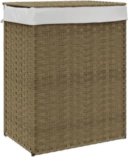Wasmand Bamboe - Rotan Mand - Kleding Opbergen - Opvouwbaar Design - 60 cm Hoog - Beige Wit — thumbnail 3