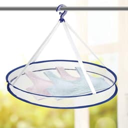 Opvouwbare hangende wasdroger van mesh enkel-laags - 1-traps droogrek voor hangende was - opgevouwen wasmand droognet — thumbnail 2