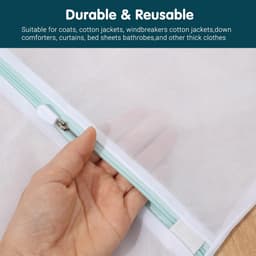 Dailygoods- Waszak Groot 60 x 80 cm - Waszakken voor Wasgoed - Wasnetten met Ritssluiting - Witte Waszakken - Set van 2 Stuks - Polyester Materiaal - Wasnet — thumbnail 3